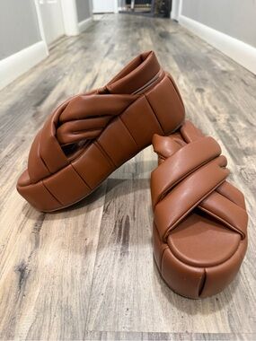 Themoire cloud Platform Slide Sandals - Brown new without box 38 7 women’s